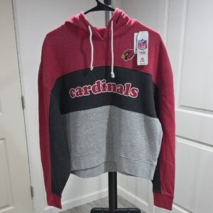 NFL Women's Cardinals Colorblock Hoodie - Red, Black, and Gray